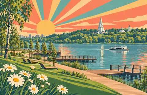 Нагатинский Затон у воды