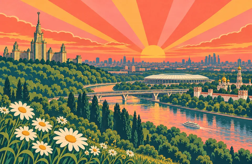 Вечер: Воробьёвы горы, Лужники и Хамовники — обложка маршрута по городу Москва