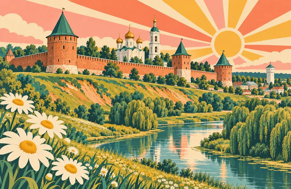 Зарайск: кремль, башня и Осётр — обложка маршрута по городу Подмосковье