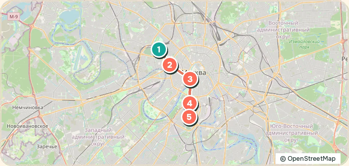 Карта маршрута «Авангард: конструктивизм XX века»: 5 точек