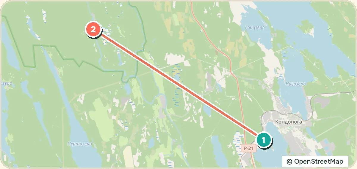 Карта маршрута «Карелия на машине за три дня»: 2 точек