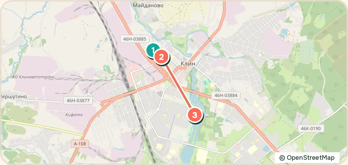 Карта маршрута «Клин за два дня»: 3 точек