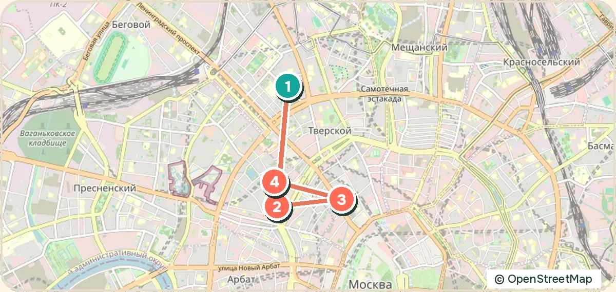 Карта маршрута «Меломанский маршрут»: 4 точек