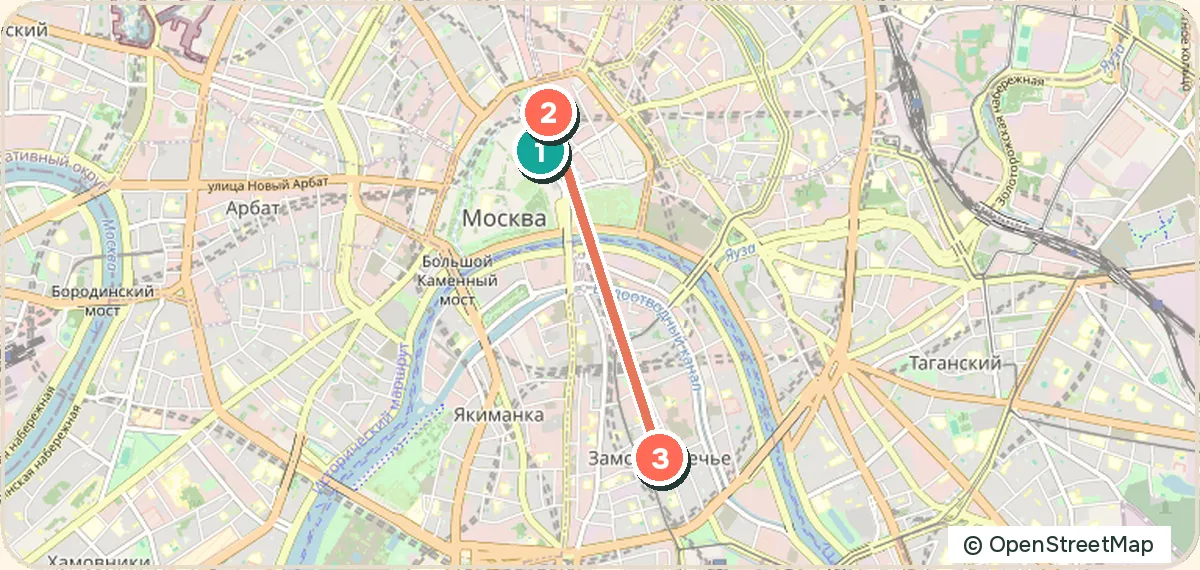 Карта маршрута «Новогодние улицы Москвы»: 3 точек