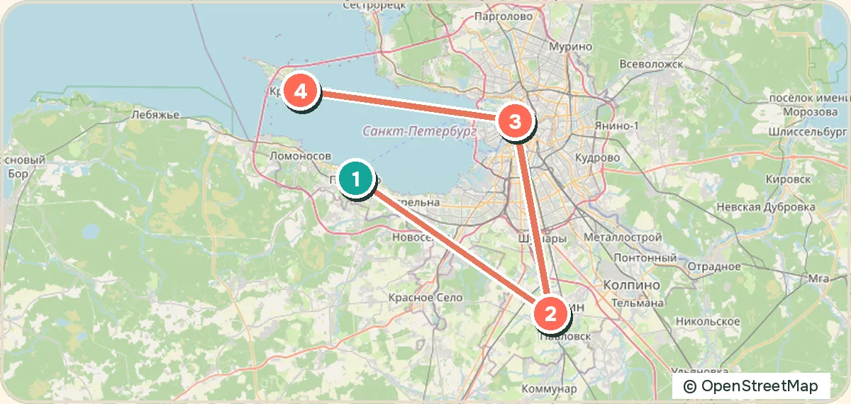 Карта маршрута «Осенние пригороды Петербурга»: 4 точек