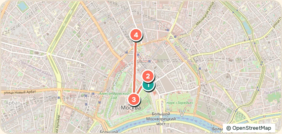 Карта маршрута «Три дня в ритме столицы»: 4 точек