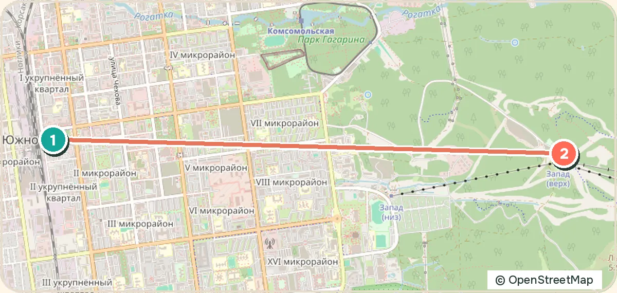 Карта маршрута «Южно-Сахалинск на 3 дня»: 2 точек